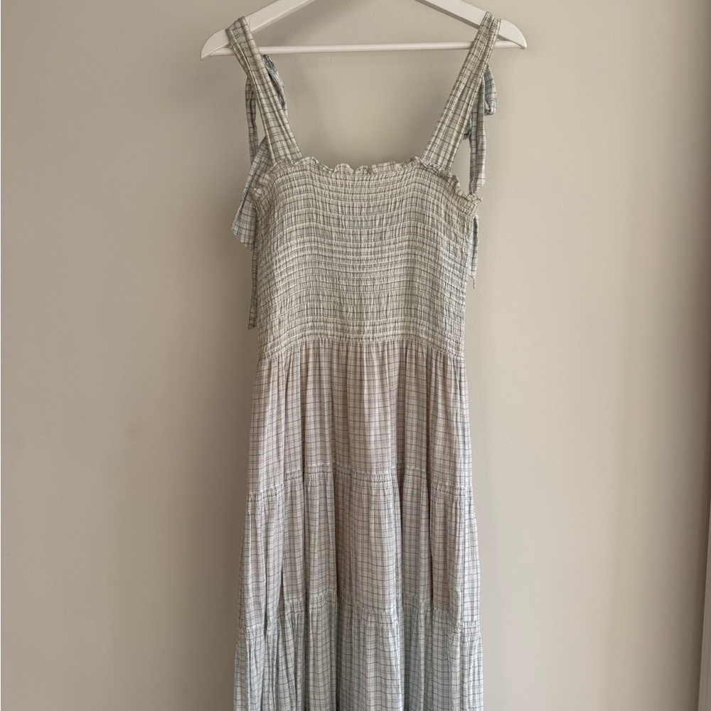 Doen Gray Checkered Maxi Dress